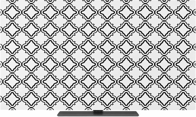 Moroccan Black White Classic Lattice Indoor TV Cover, Elastic TV Screen by Unknown