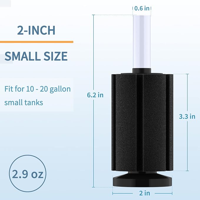 Pawfly Aquarium Bio Sponge Filter Quiet Betta Fry Shrimp and Small Fish Foam - Image 3