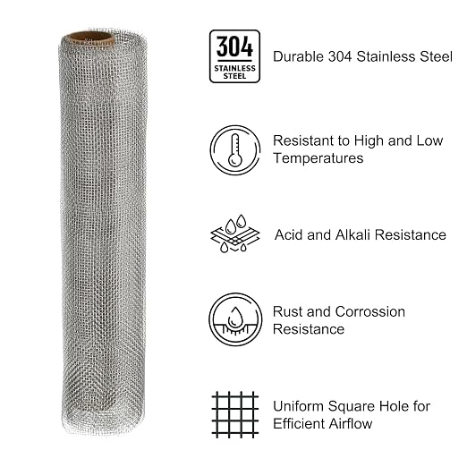 PATIKIL 40" L x 16" W Woven Wire Mesh, 14 Mesh 304 Stainless Steel Air Vent - Image 3