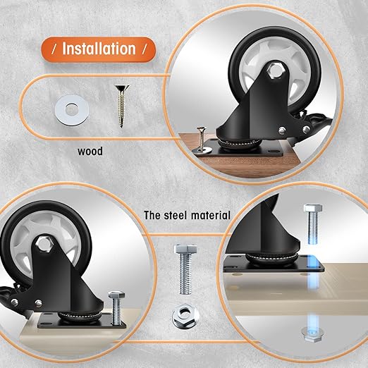 4" Caster Wheels, Casters Set of 4 Heavy Duty - Image 4