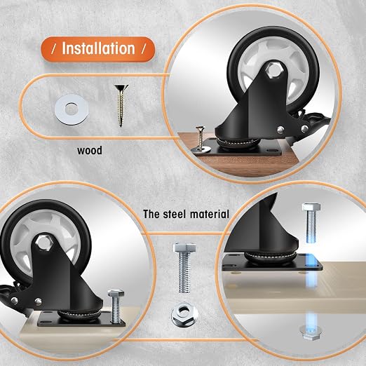 4" Caster Wheels, Casters Set of 4 Heavy Duty - Image 4