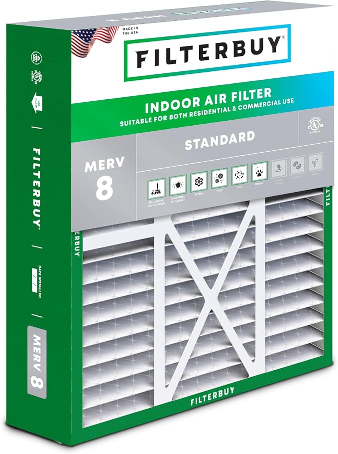 Filterbuy 16x20x5 Air Filter MERV 8 Essential Dust & Allergy Defense, Pleated by Filterbuy