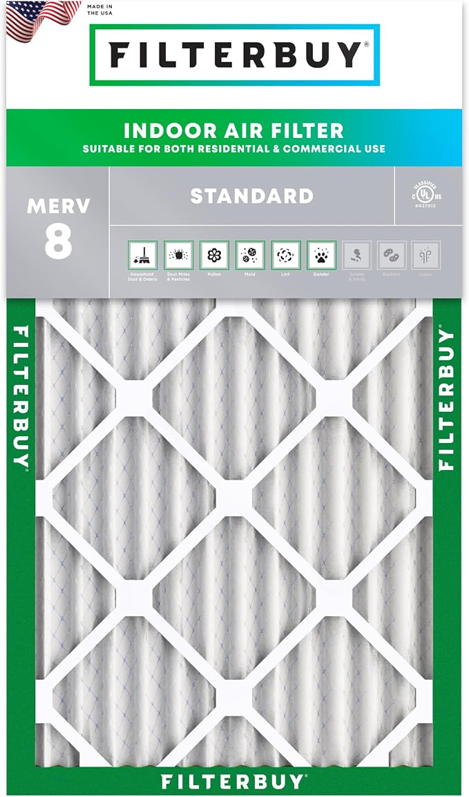 Filterbuy 14x25x2 Air Filter MERV 8 Essential Dust & Allergy Defense, by Filterbuy