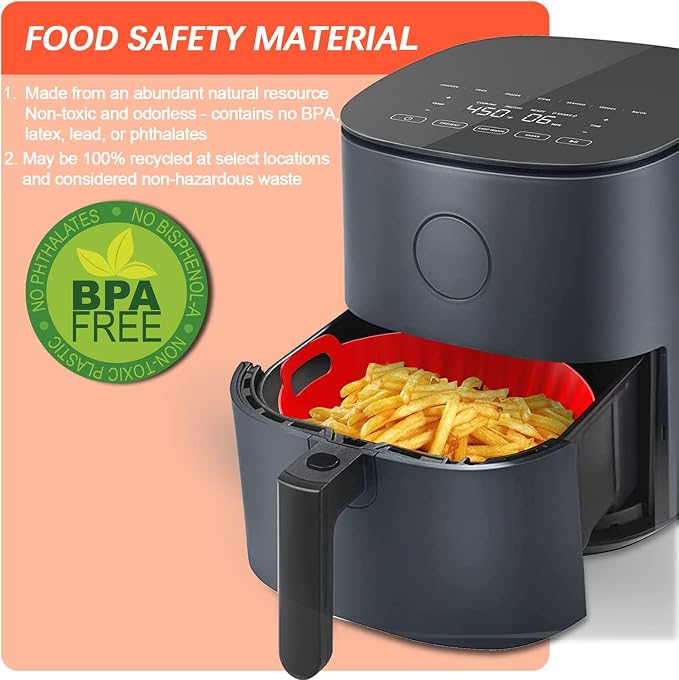 2Pcs Silicone Air Fryer Liners Reusable Round Thickened Airfryer Basket - Image 7