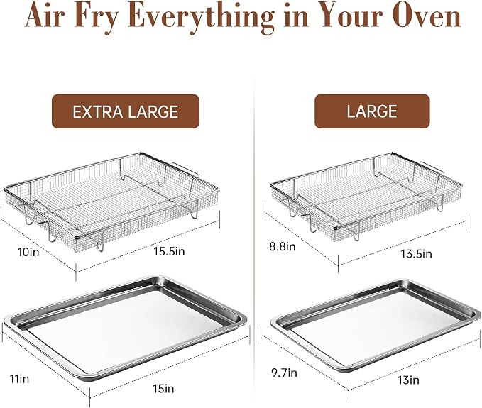4PCS Air Fryer Basket for Oven, Nonstick Stainless Steel Baking Sheet - Image 5