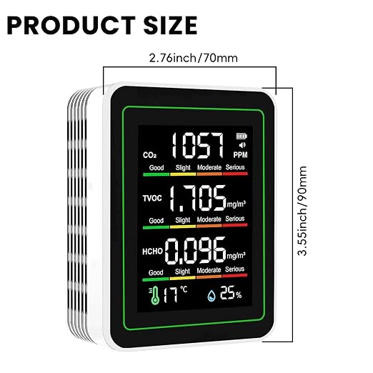 8-in-1 Indoor Air Quality Monitor, Portable CO2 Detector - Image 7