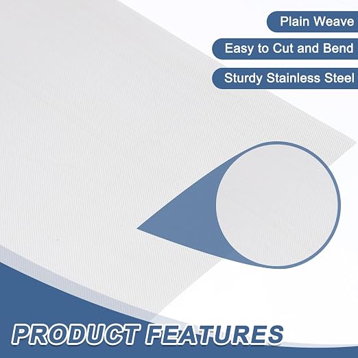 uxcell 250 Mesh 79" x 10" Woven Wire Mesh, 316 Stainless Steel Air Vent Filter - Image 3