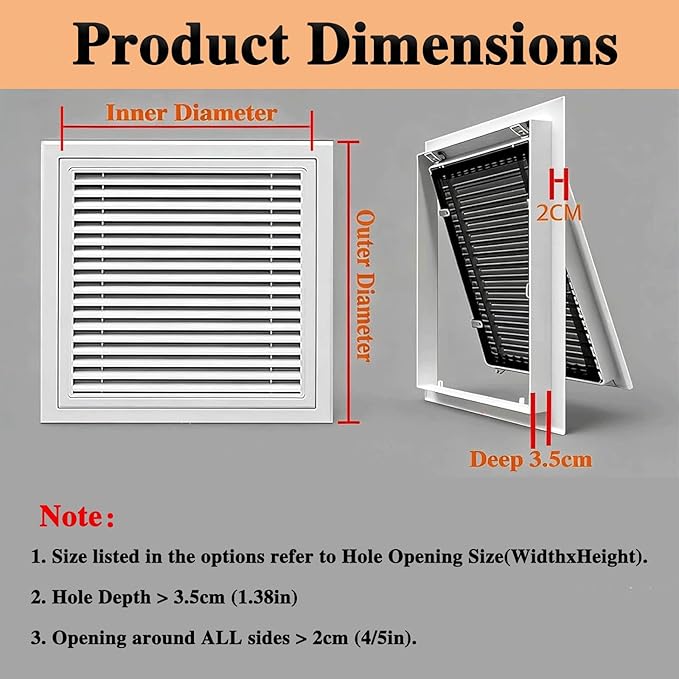 Gray Ventilation Duct Opening Air Vent Cover - Image 2