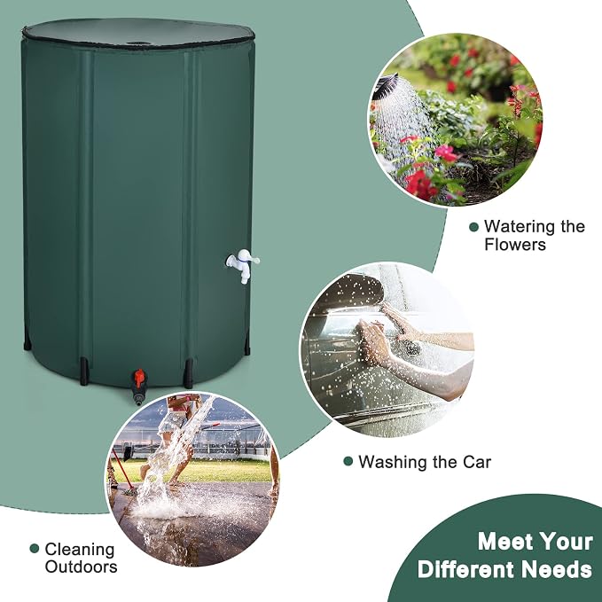 Goplus 100 Gallon Collapsible Rain Barrel, Portable Rain Barrels to Collect - Image 8
