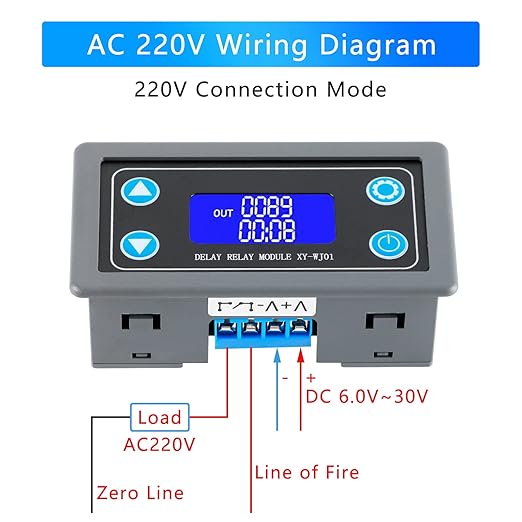 XY-WJ01 Delay Relay Timer Module DC 6-30V 12V 24V 0.01s-9999min 50mA Digital - Image 3