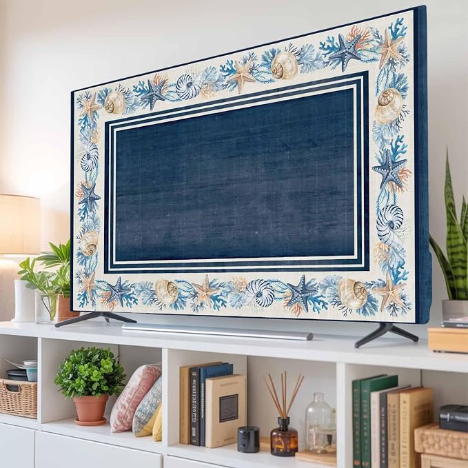 Summer Beach Shell Starfish Conch Indoor TV Cover, Elastic TV Screen Protector - Image 6