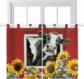 Cows Sunflowers Kitchen Curtains 45 Inch Length, Short Cafe Window Curtains Tab by Unknown