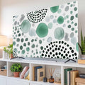 Abstract Teal Circles Indoor TV Cover, Elastic TV Screen Protector Sage Green by Unknown