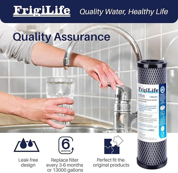 1 Micron 10" x 2.5" Whole House CTO Carbon Sedimen Water Filter Compatible - Image 6