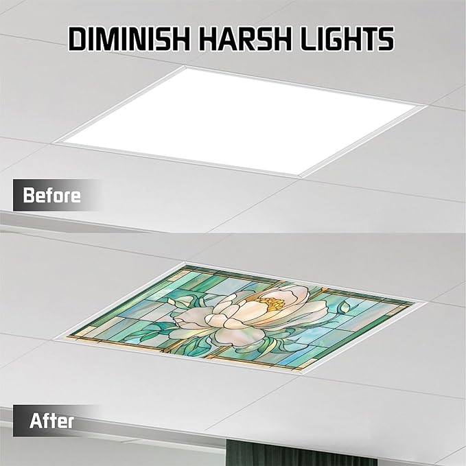 2 Pack Magnolia Stained Glass Fluorescent Light Cover - Image 4