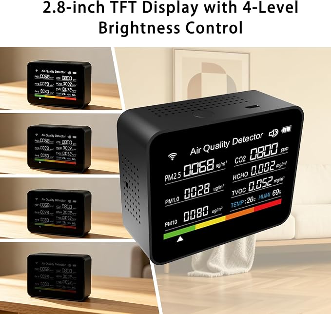 Home Air Quality Monitor, 13-in-1 Indoor Air Detector, Carbon Dioxide HCHO TVOC - Image 6