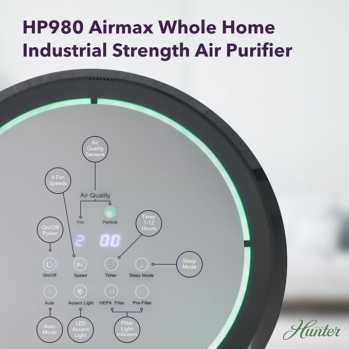 Hunter HP980 Air Purifiers for Home Large Room and Bedroom. Industrial Strength - Image 8