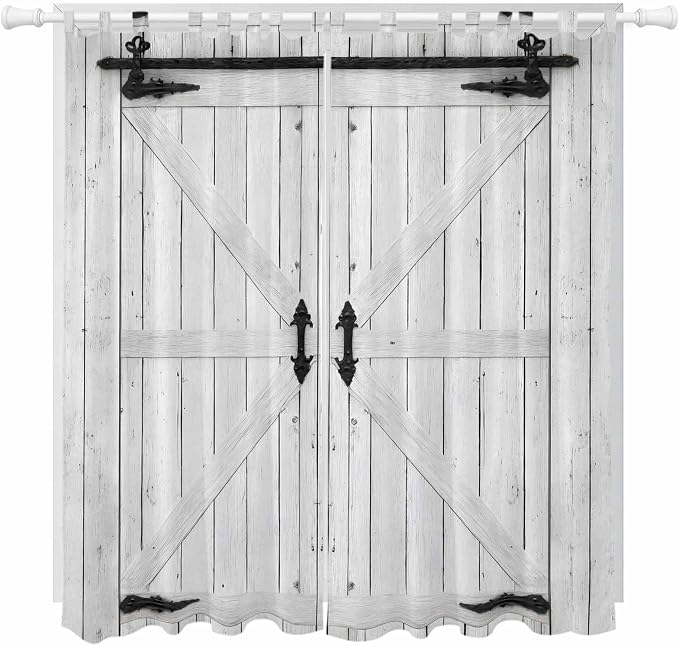 Farmhouse Wood Grain Living Room Curtains 84 Inch Length, Window Curtains Tab by Unknown