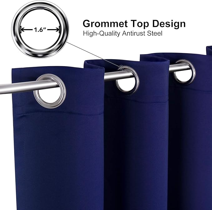 ChrisDowa Small Window Curtains for Kitchen and Bedroom - Grommet Short Thermal Insulated Room Darkening Curtains (2 Panels, Navy Blue, 42 x 36 Inch)