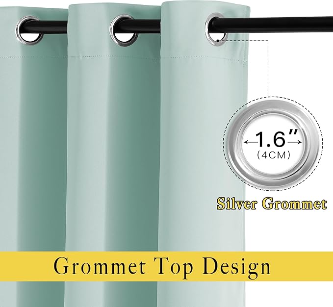 NICETOWN Insulated Curtains Blackout Draperies - Triple Weave Microfiber Home Thermal Insulated Solid Ring Top Blackout Curtains/Panels for Bedroom(Aqua Blue, Set of 2, 66 x 90 Inch)