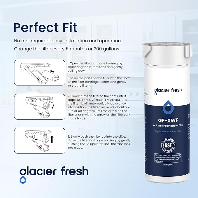 GLACIER FRESH XWF Replacement for GE XWF Refrigerator Water Filter Pack of 3 - Image 7