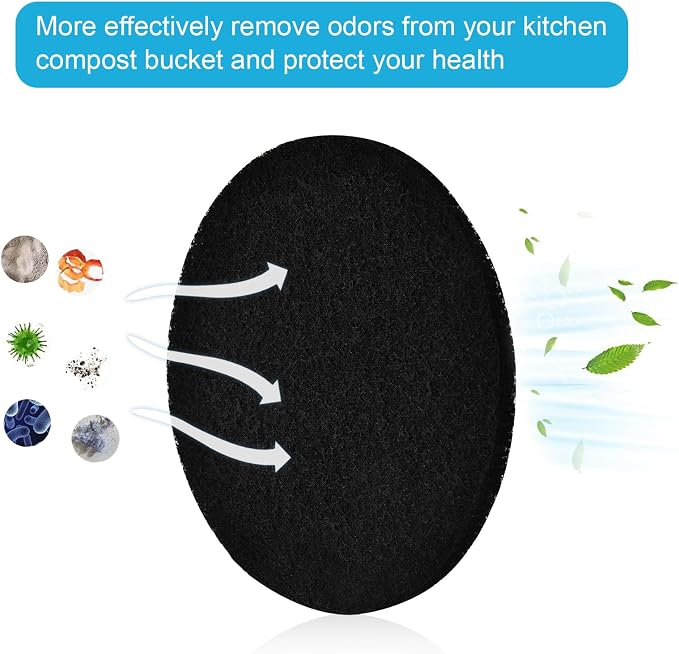 6Pcs 6.5 Inch Charcoal Filters for Kitchen Compost Bin, Replacement Activated - Image 3