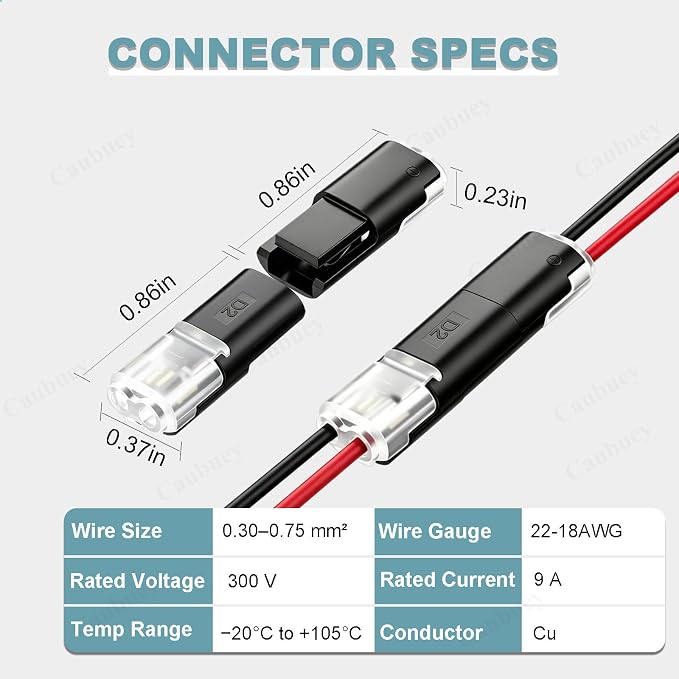 50PCS Quick Connect Wire Connectors, 2 Pin Low Voltage Plug-in Connectors - Image 3