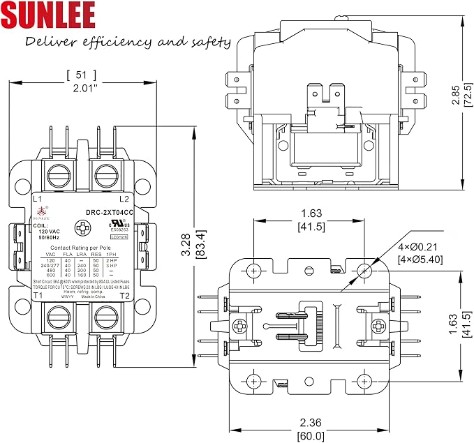 SunLee 2 Pole 40 Amp contactor 120v Coil UL 2 Pole Lighting Load 50 AMP - Image 4