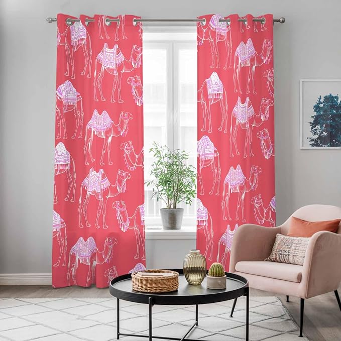 2 Panel Kitchen Cafe Curtains, Desert Camel Sunlight Filtering Nature Air - Image 5