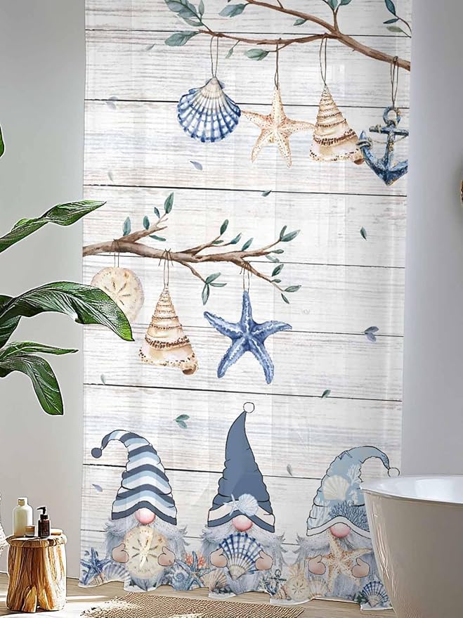Sheer Curtains 96 Inches Long, Coastal Eucalyptus Semi Sheer Curtains Light - Image 4