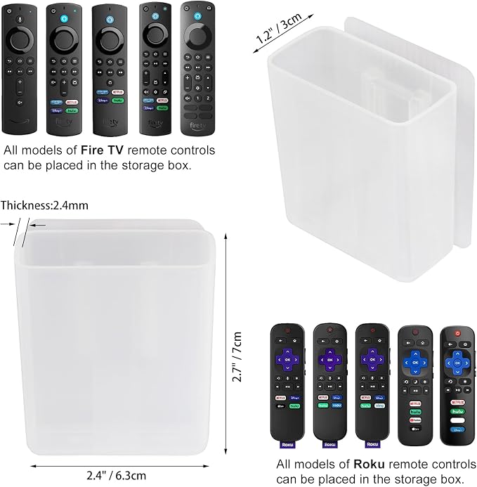 PINOWU Universal Remote Control Holder 7x6x3cm, Wall Mount Media Organizer - Image 5