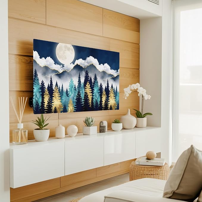 Moonlit Night Forest Mountains Indoor TV Cover, Elastic TV Screen Protector - Image 3