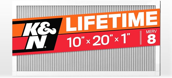 K&N 10X20X1 HVAC Furnace Air Filter, Lasts a Lifetime, Merv 8, the Last HVAC by KNEngineeringInc