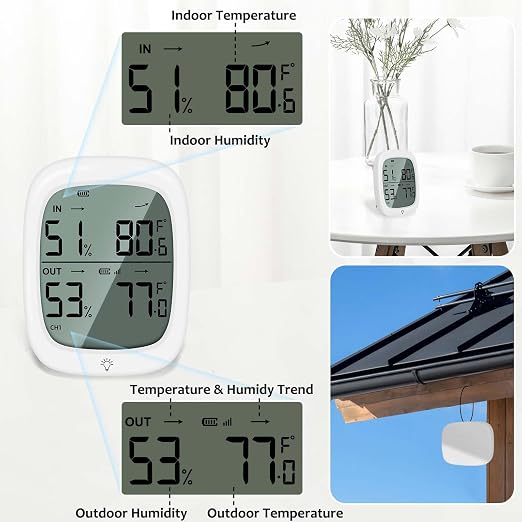 RUIKORING Indoor Outdoor Thermometer Wireless Hygrometer - Image 8