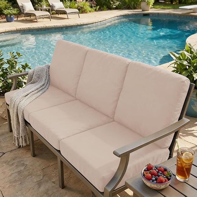 hyha Milk Silk Couch Cushion Covers, Soft Magic Sofa Covers Washable for Cushion Couch, Stretch Sectional Outdoor Cushion Covers for Patio Furniture with Elastic Bottom(Small, Taupe)