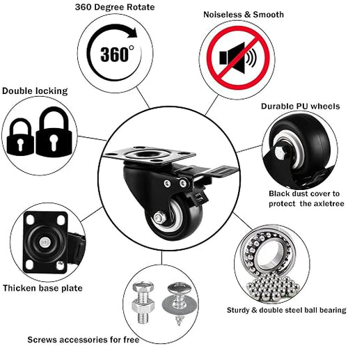 1.5" Casters Set of 20 Heavy-Duty Industrial Caster Wheels - Image 2