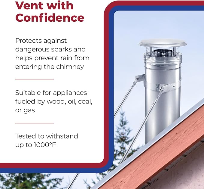 DuraVent DuraPlus 8 Inch Stainless Steel Round Chimney Cap - Image 3