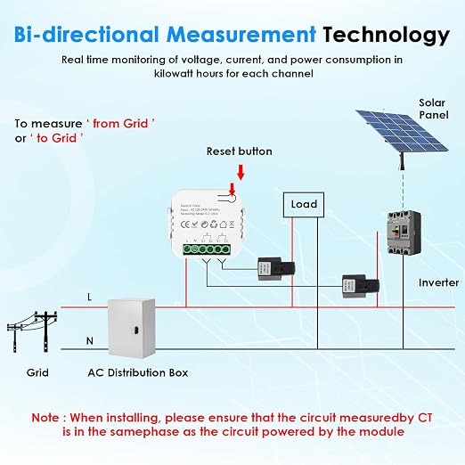 Smart Home Energy Monitor 2×120A, Dual-Channel Real-Time Electricity Usage - Image 6