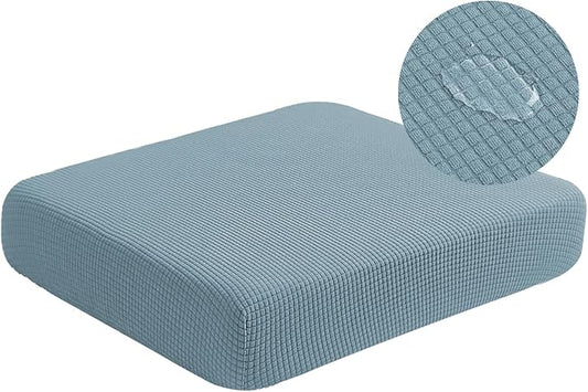 Water Repellent Sofa Seat Slipcovers Stretch Cushion Covers, Seaters Replacement for Furniture Protector, Soft Flexibility with Elastic Bottom (Medium, Dusty Blue)