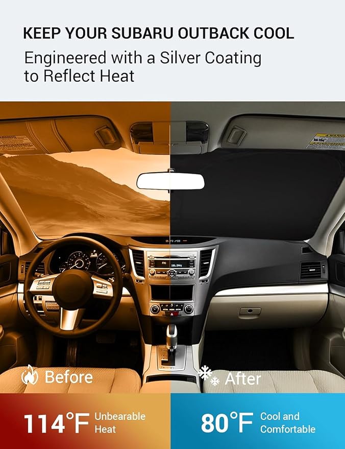 Proadsy 2026 Upgrade Windshield Sun Shade Custom Fit 2010-2014 Outback Foldable - Image 3