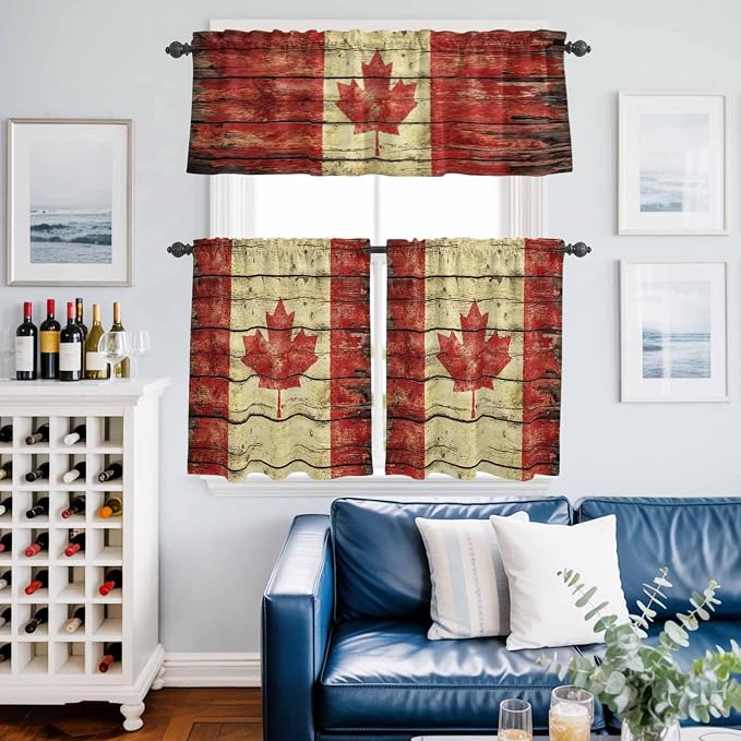 Kitchen Curtains Tiers and Valance Set of 3, Canada Light Filtering Window - Image 6