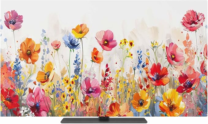 Watercolor Country Flowers Indoor TV Cover, Elastic TV Screen Protector Red by Unknown