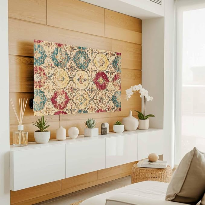 Ethnic Texture Retro Color Block Indoor TV Cover, Elastic TV Screen Protector - Image 2
