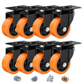 3" Swivel Plate Casters Set of 8 Heavy Duty 1000 lbs | Orange PU, Non-Marking by ASHGOOB
