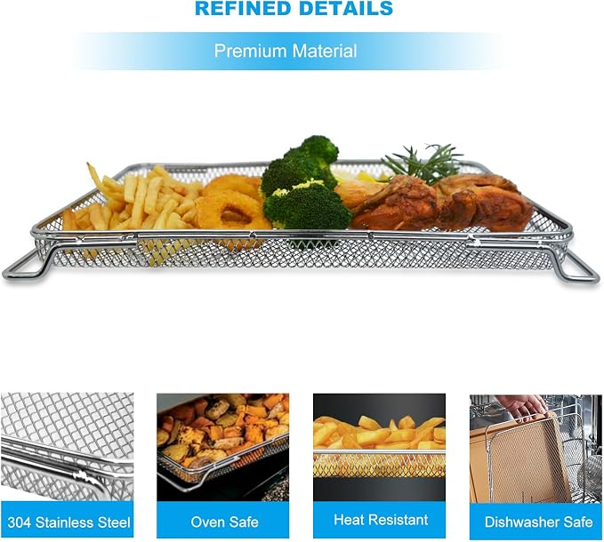 2PCS Air Fryer Stainless Steel Oven Basket - Image 4
