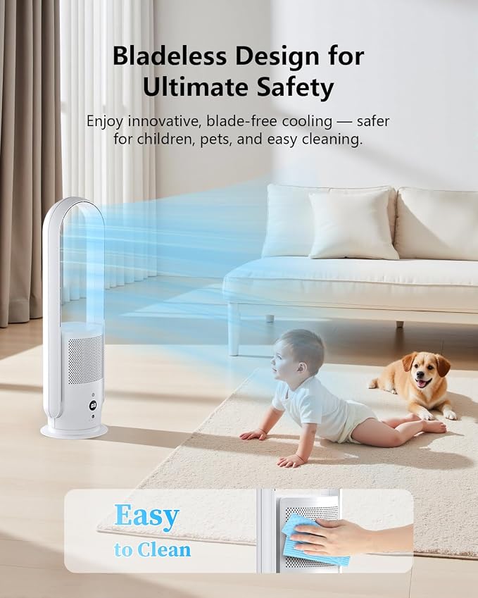 ULTTY Bladeless Tower Fan and Air Purifier Combo, - Image 9