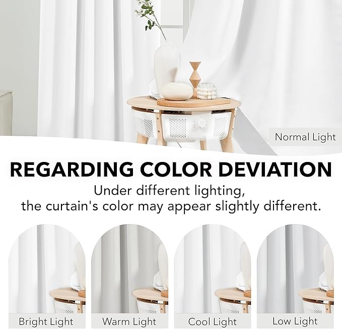 Deconovo Blackout Curtains for Bedroom & Nursery, Thermal Insulated Drapes, Back Tab & Rod Pocket, Noise Reducing, Energy Saving Room Darkening for Living Room White 42W x 63L Inch