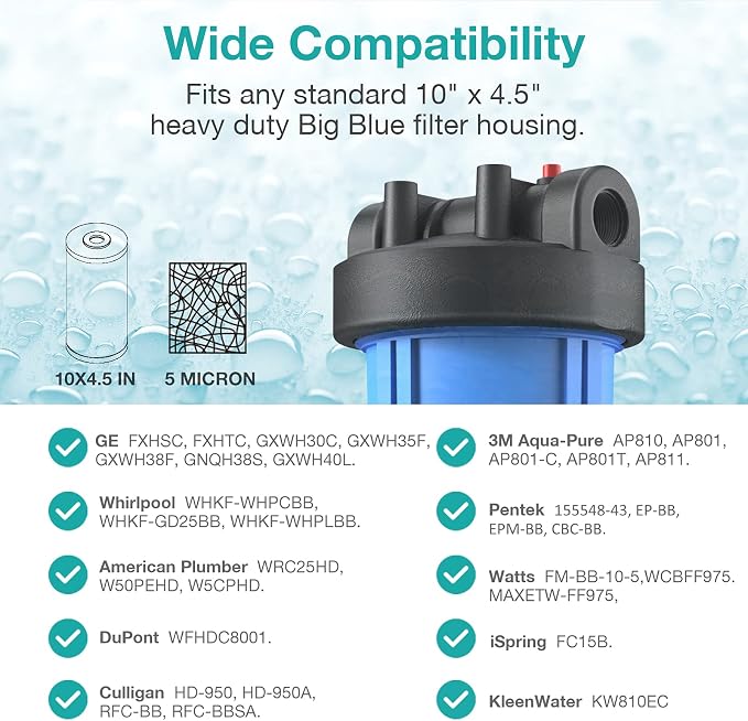 SimPure 5 Micron 10" x 4.5" Sediment and Carbon Whole House Water Filters - Image 7