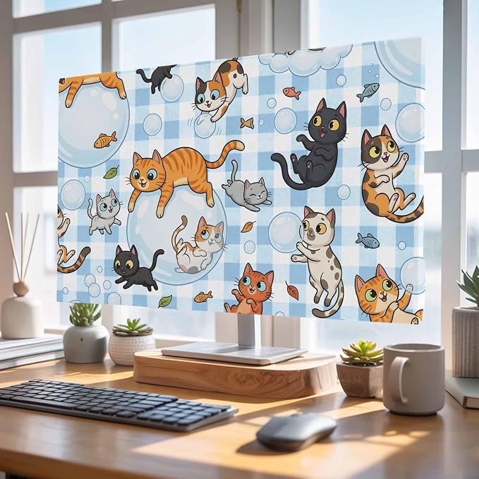 Cartoon Lovely Pets Fish Bubbles Indoor TV Cover, Elastic TV Screen Protector - Image 4