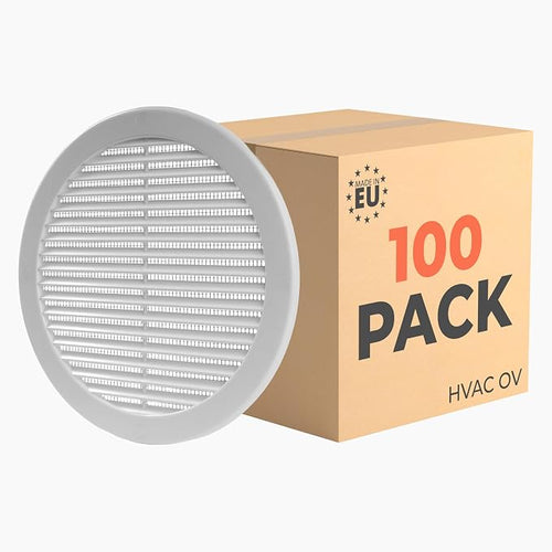 100-Pack 8" Round Air Vent Cover – White Plastic Soffit Air Vent Deflector by HVACOV